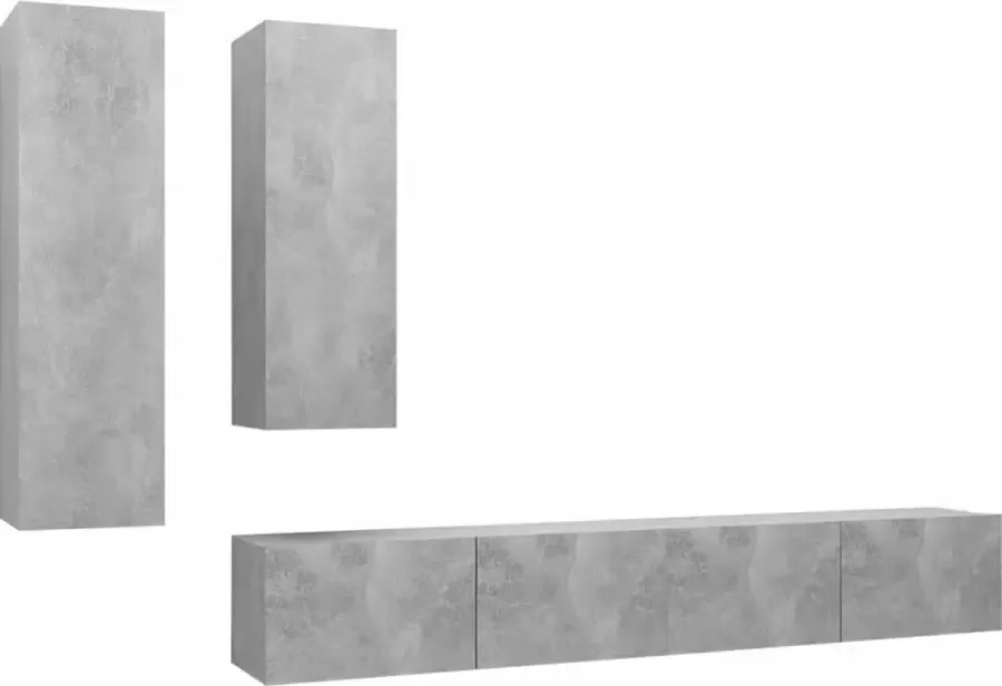 ForYou Prolenta Premium 4-delige Tv-meubelset spaanplaat betongrijs