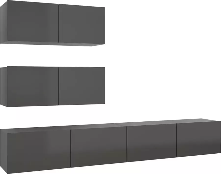 ForYou Prolenta Premium 4-delige Tv-meubelset spaanplaat hoogglans grijs