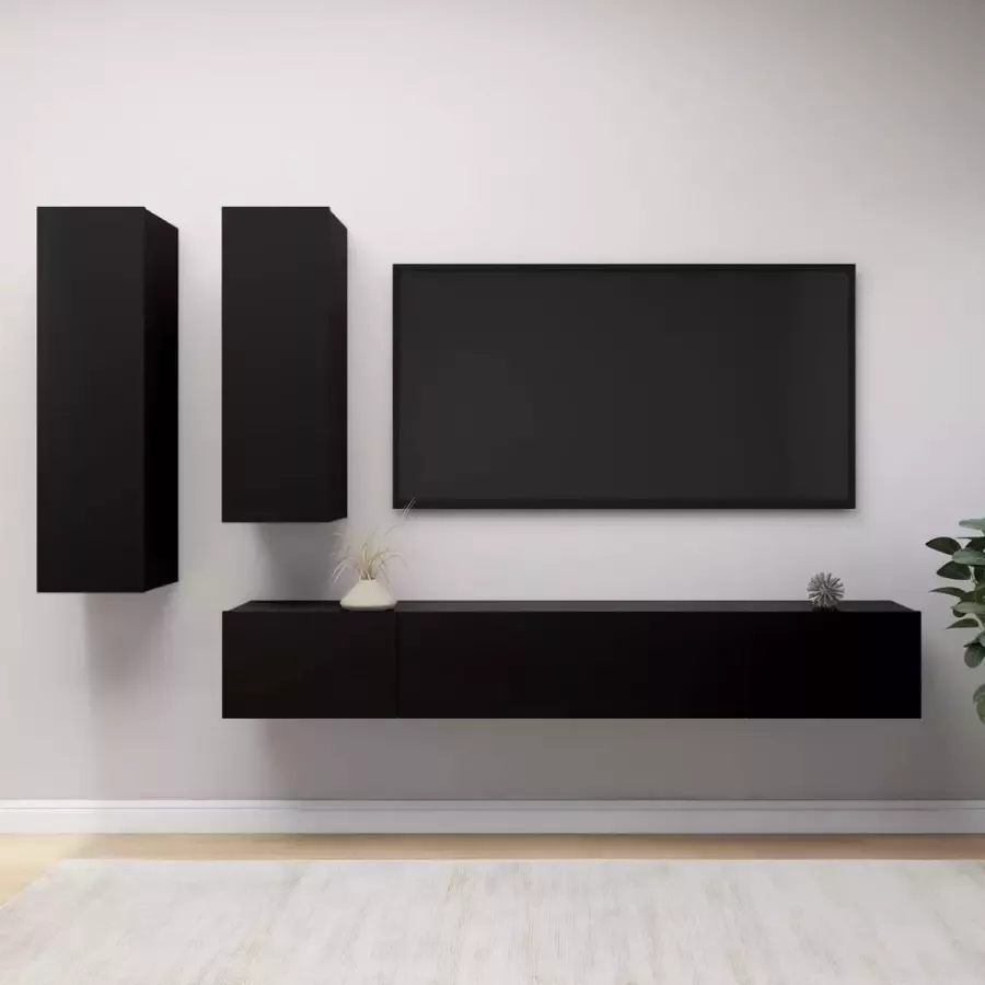 ForYou Prolenta Premium 4-delige Tv-meubelset spaanplaat zwart
