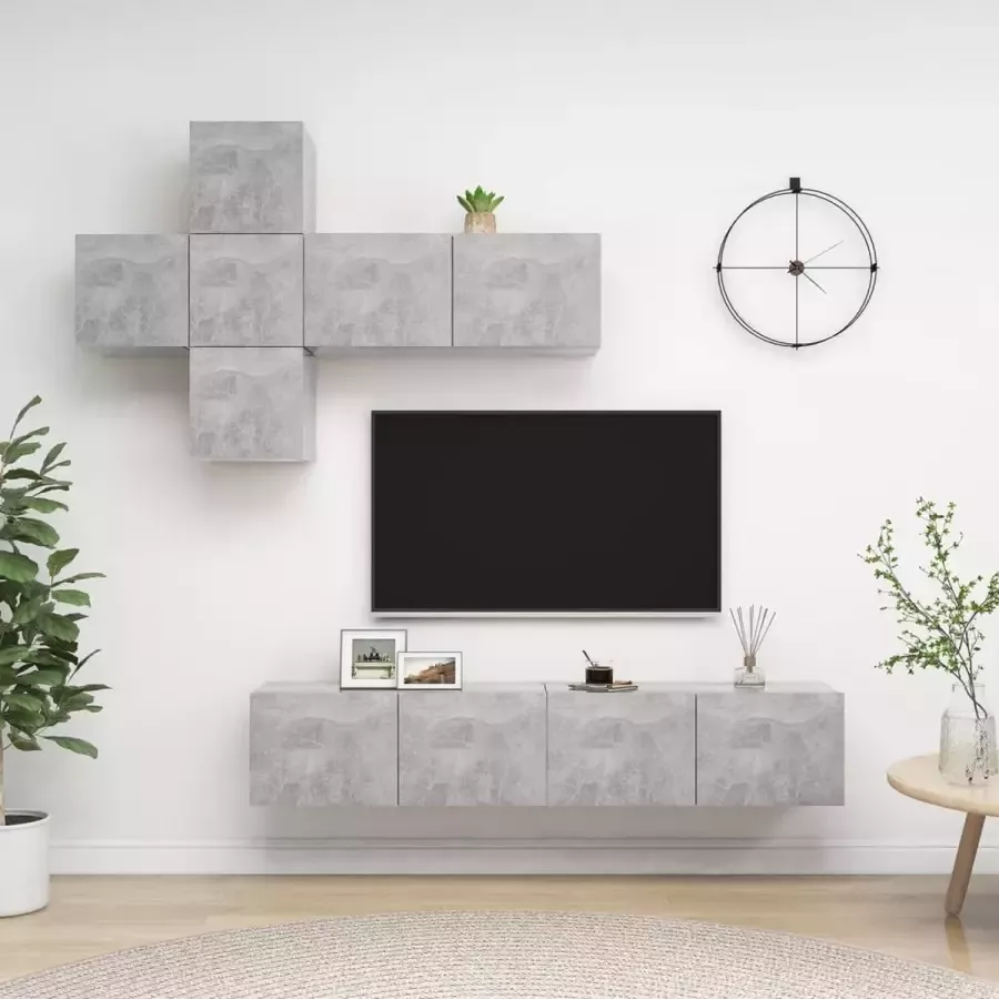 ForYou Prolenta Premium 7-delige Tv-meubelset spaanplaat betongrijs