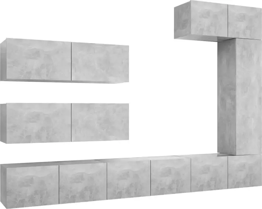 ForYou Prolenta Premium 7-delige Tv-meubelset spaanplaat betongrijs