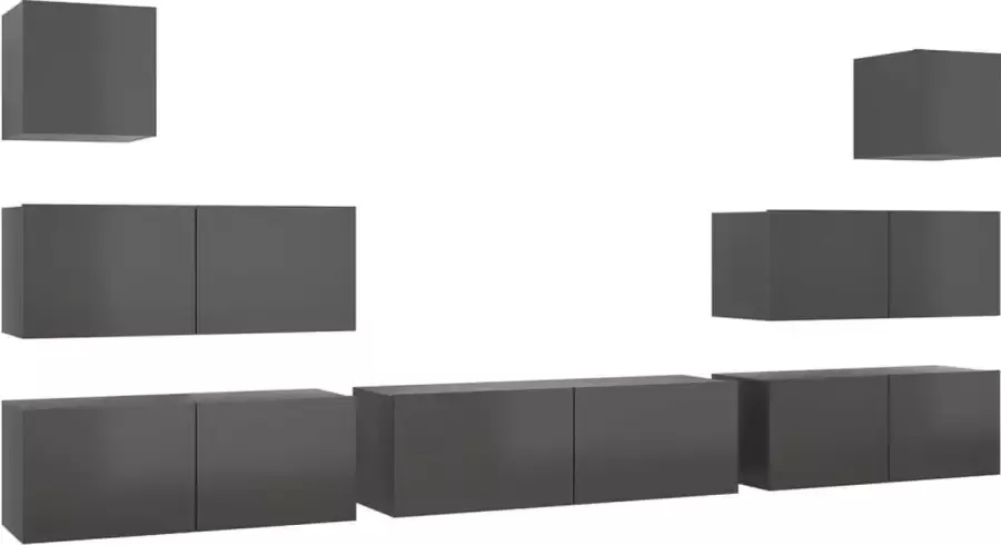 ForYou Prolenta Premium 7-delige Tv-meubelset spaanplaat hoogglans grijs