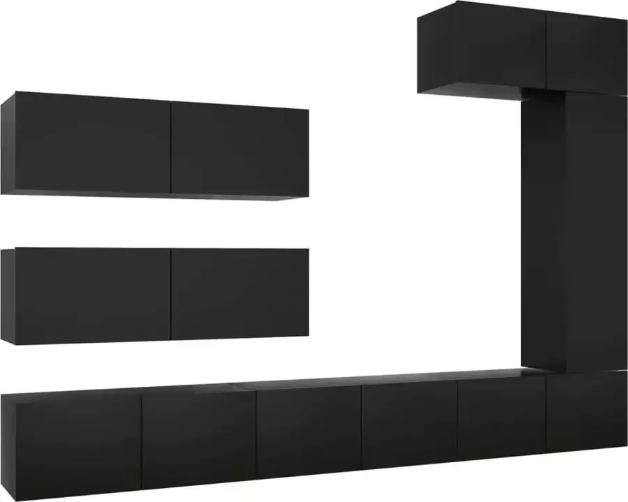 ForYou Prolenta Premium 7-delige Tv-meubelset spaanplaat zwart