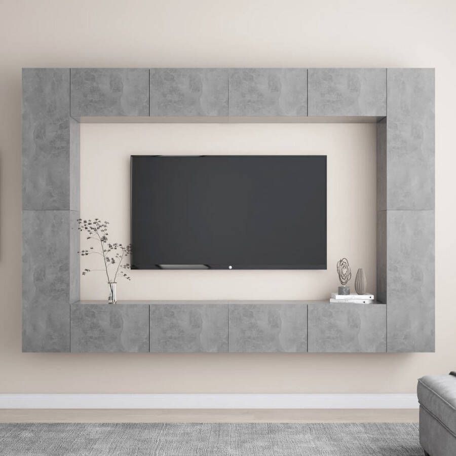 ForYou Prolenta Premium 8-delige Tv-meubelset spaanplaat betongrijs