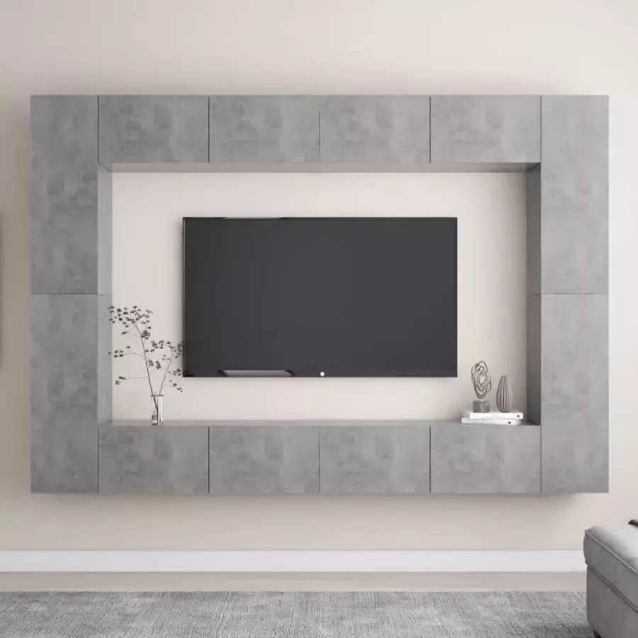 ForYou Prolenta Premium 8-delige Tv-meubelset spaanplaat betongrijs