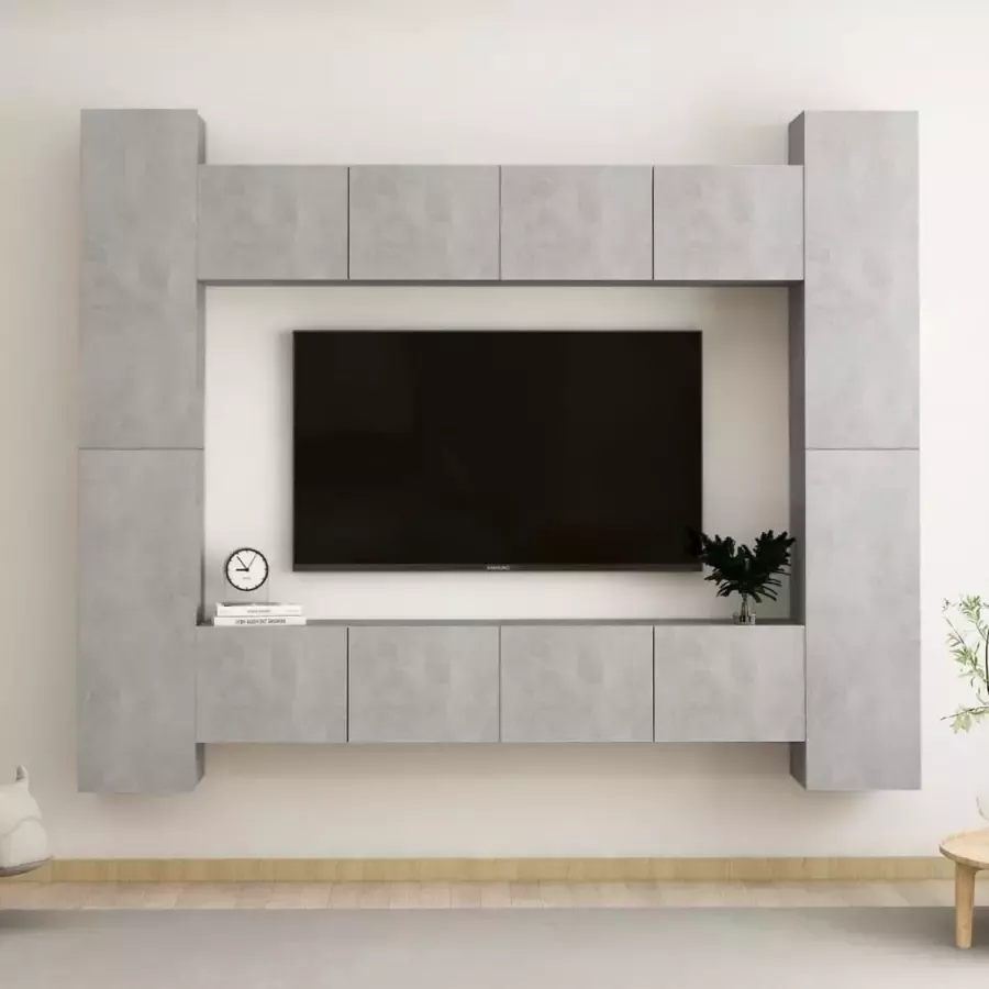 ForYou Prolenta Premium 8-delige Tv-meubelset spaanplaat betongrijs
