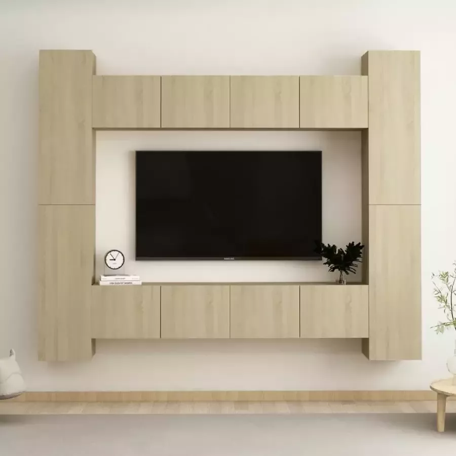 ForYou Prolenta Premium 8-delige Tv-meubelset spaanplaat sonoma eikenkleurig