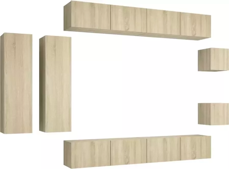 ForYou Prolenta Premium 8-delige Tv-meubelset spaanplaat sonoma eikenkleurig