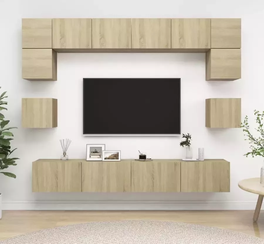 ForYou Prolenta Premium 8-delige Tv-meubelset spaanplaat sonoma eikenkleurig