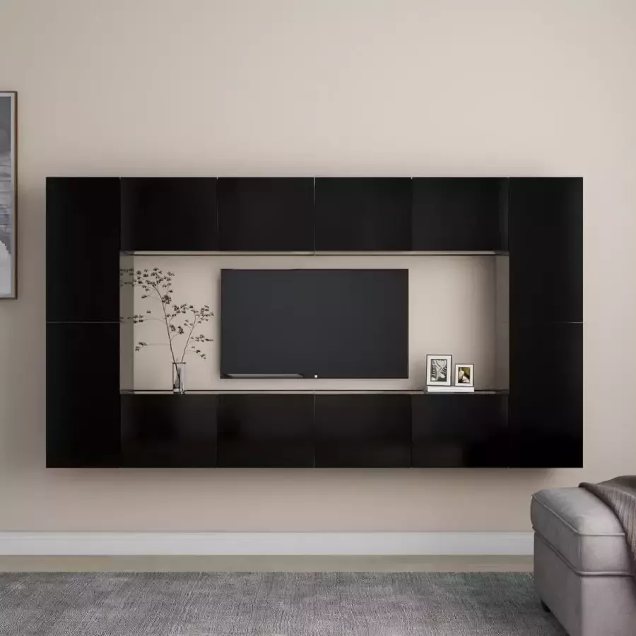 ForYou Prolenta Premium 8-delige Tv-meubelset spaanplaat zwart