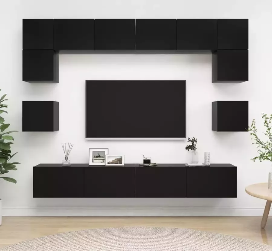 ForYou Prolenta Premium 8-delige Tv-meubelset spaanplaat zwart