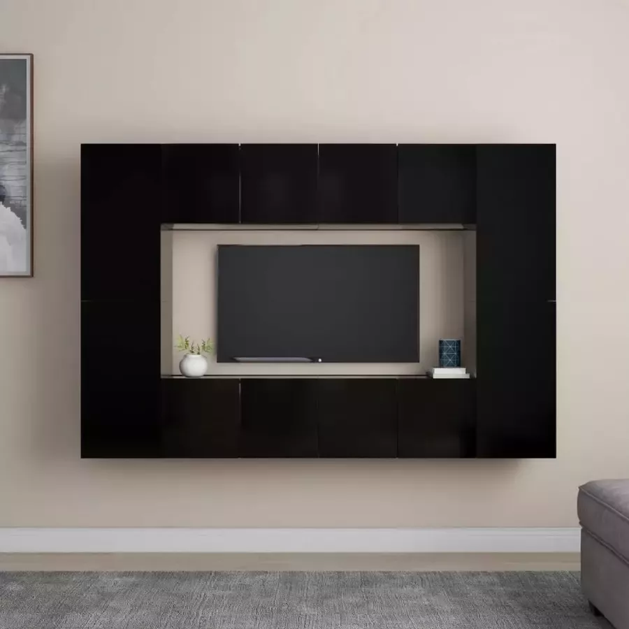 ForYou Prolenta Premium 8-delige Tv-meubelset spaanplaat zwart