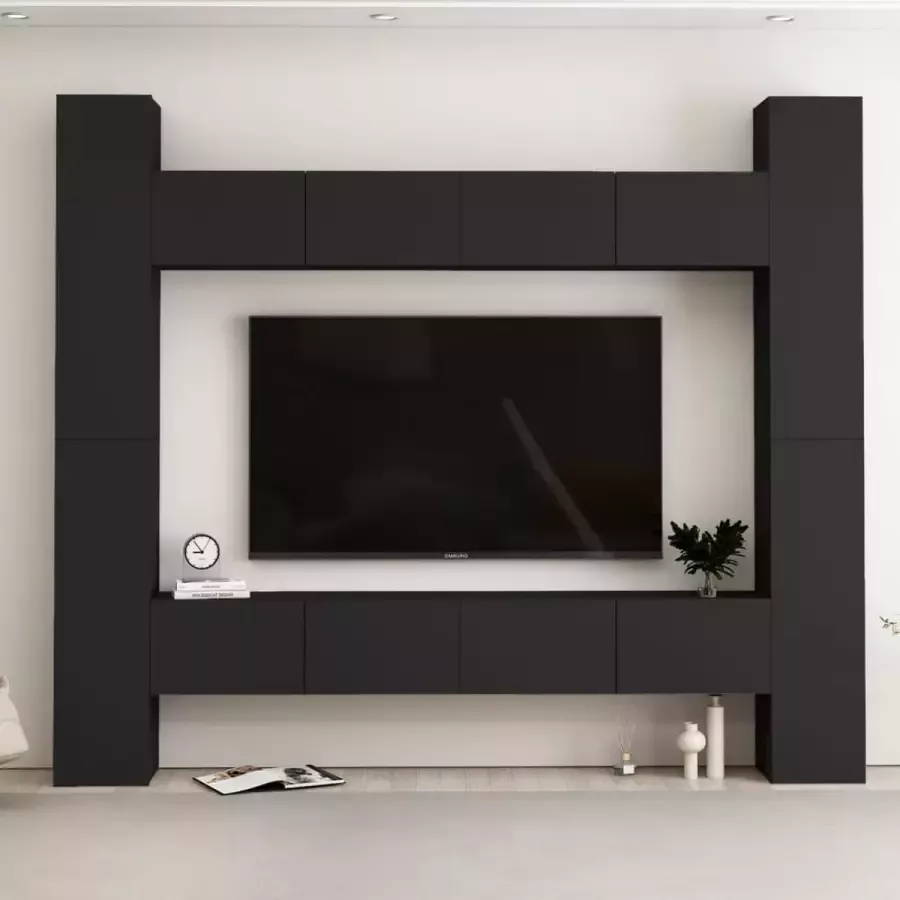 ForYou Prolenta Premium 8-delige Tv-meubelset spaanplaat zwart