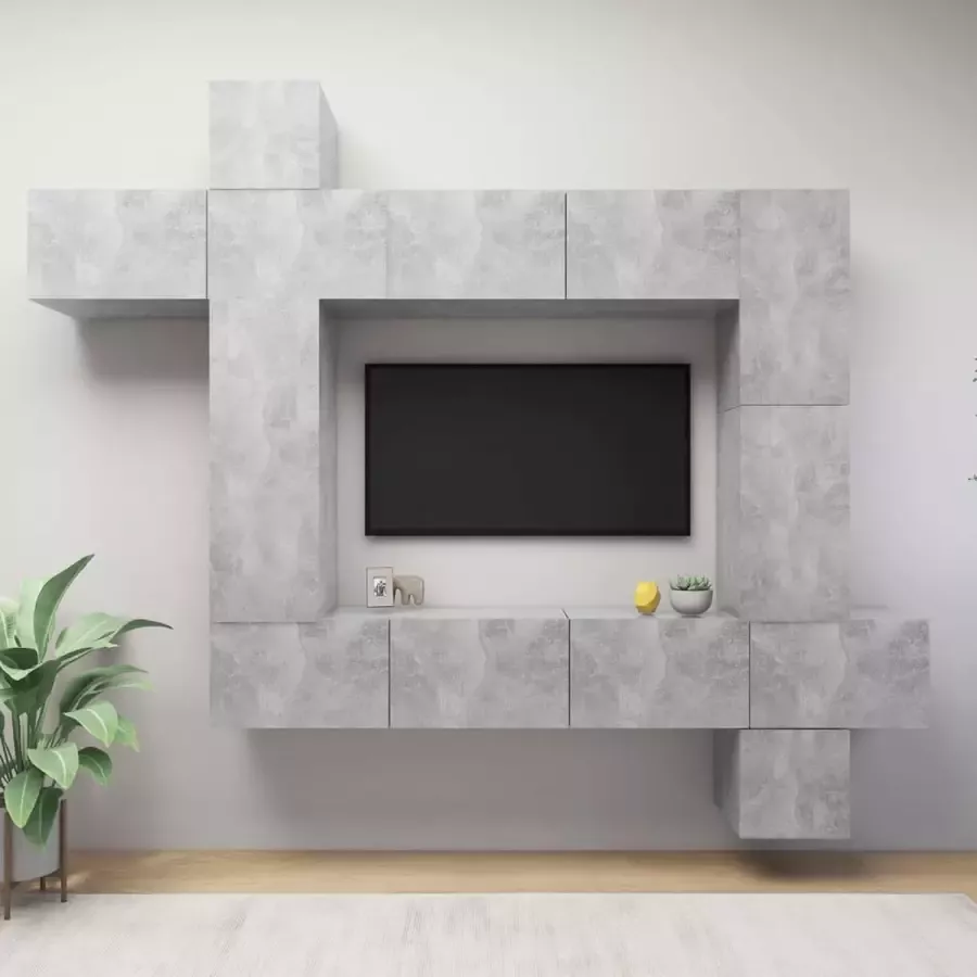 ForYou Prolenta Premium 9-delige Tv-meubelset spaanplaat betongrijs