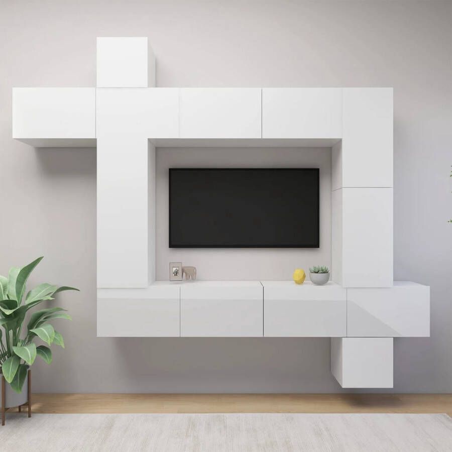ForYou Prolenta Premium 9-delige Tv-meubelset spaanplaat hoogglans wit