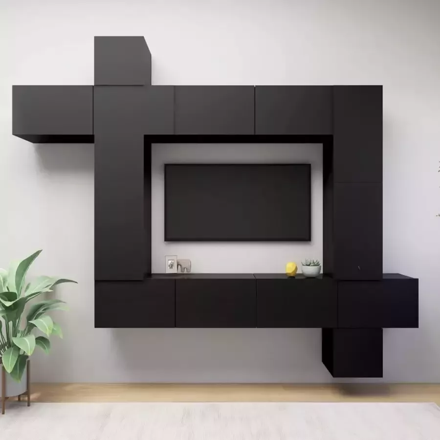 ForYou Prolenta Premium 9-delige Tv-meubelset spaanplaat zwart