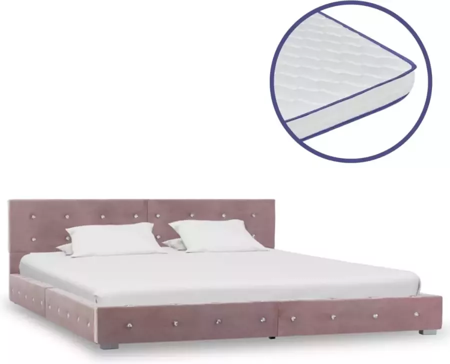 ForYou Prolenta Premium Bed met traagschuim matras fluweel roze 160x200 cm