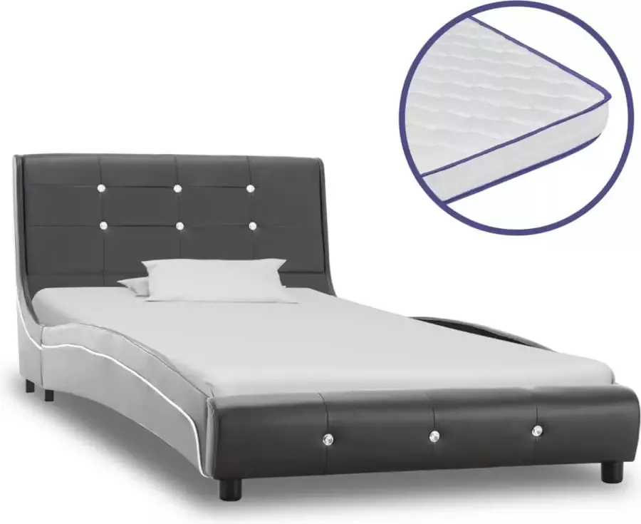ForYou Prolenta Premium Bed met traagschuim matras kunstleer grijs 90x200 cm