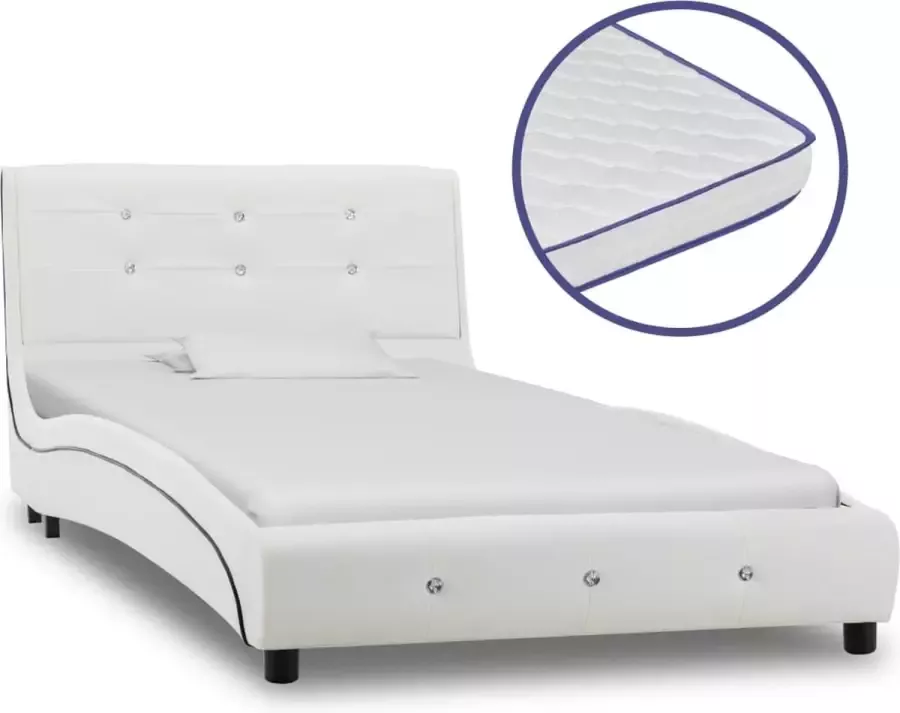 ForYou Prolenta Premium Bed met traagschuim matras kunstleer wit 90x200 cm