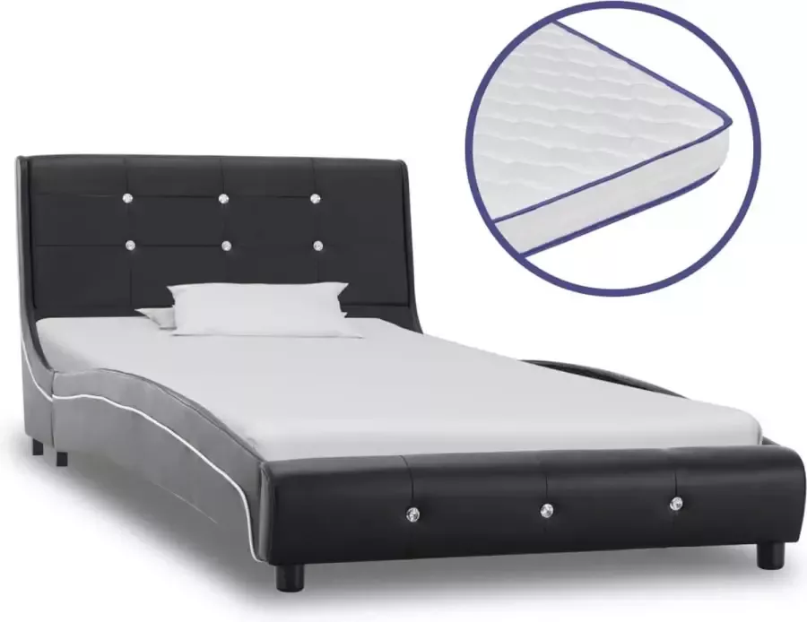 ForYou Prolenta Premium Bed met traagschuim matras kunstleer zwart 90x200 cm