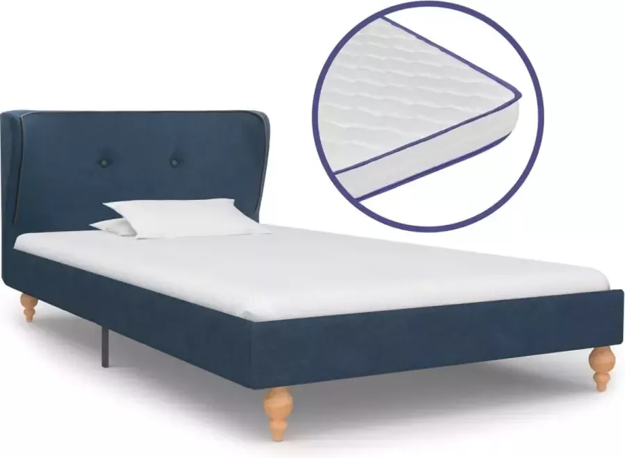 ForYou Prolenta Premium Bed met traagschuim matras stof blauw 90x200 cm