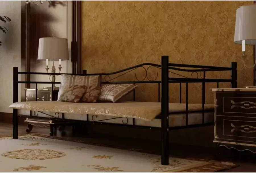 ForYou Prolenta Premium Bedbank met matras metaal zwart 90x200 cm