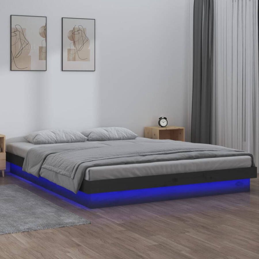 ForYou Prolenta Premium Bedframe LED massief hout grijs 160x200 cm