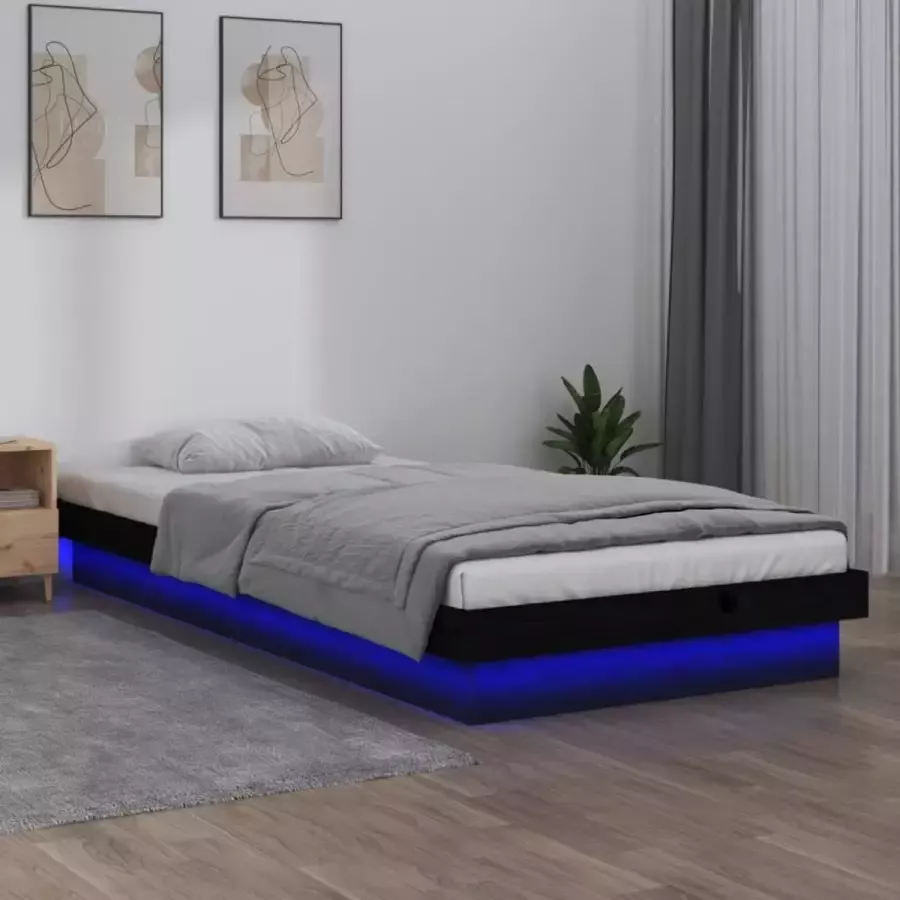 ForYou Prolenta Premium Bedframe LED massief hout zwart 100x200 cm