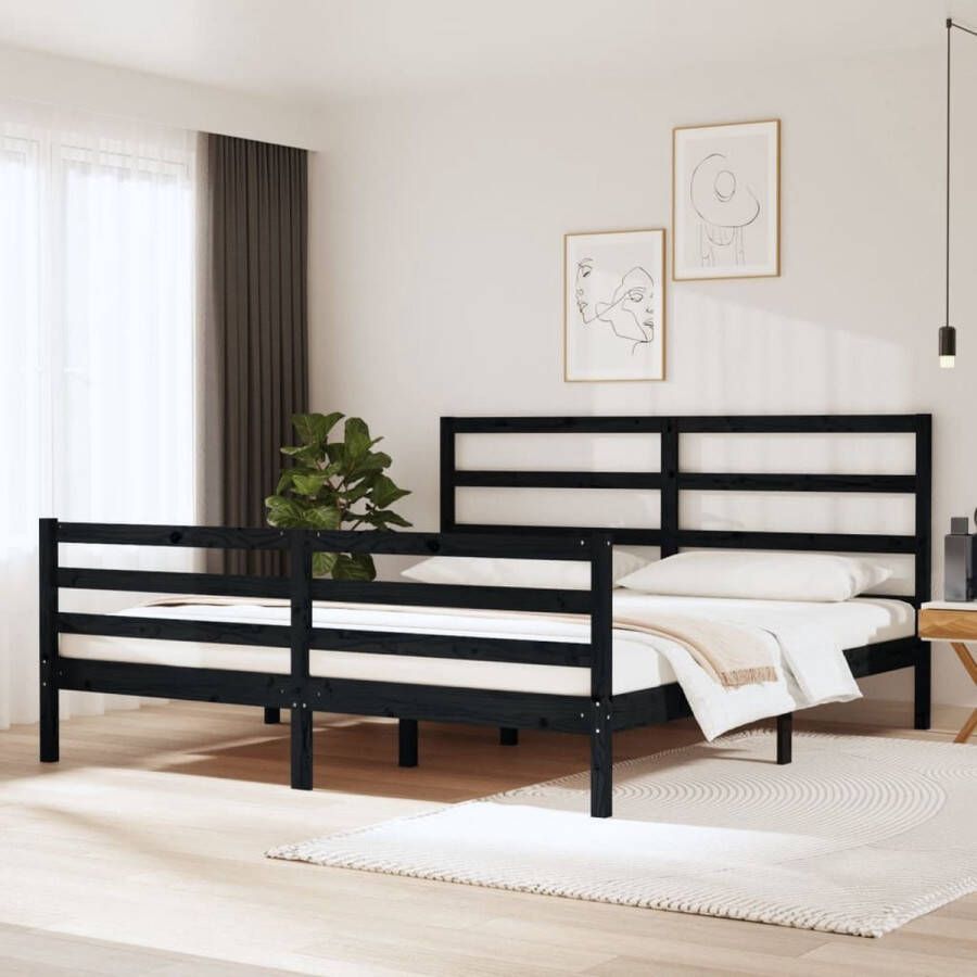 ForYou Prolenta Premium Bedframe massief grenenhout zwart 180x200 cm 6FT Super King