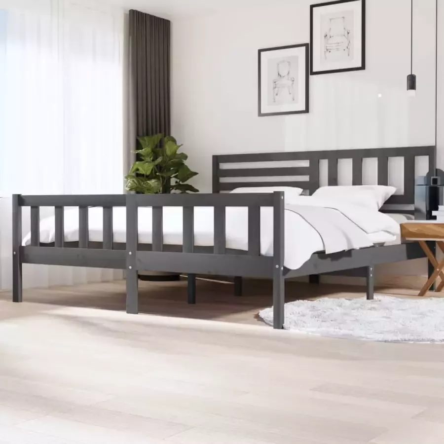 ForYou Prolenta Premium Bedframe massief hout grijs 200x200 cm