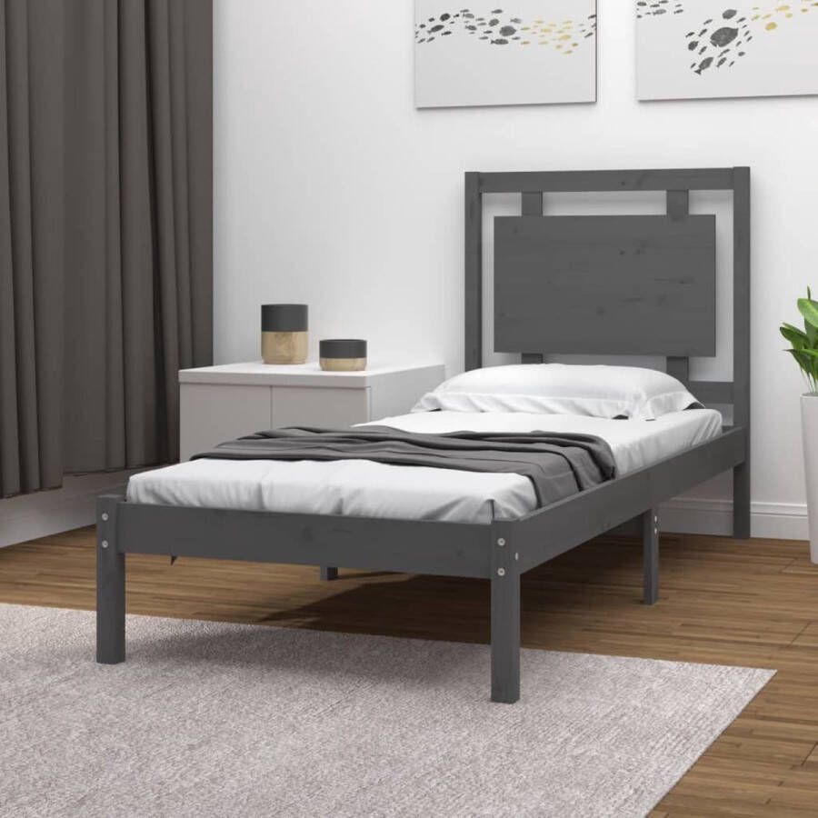 ForYou Prolenta Premium Bedframe massief hout grijs 75x190 cm 2FT6 Small Single