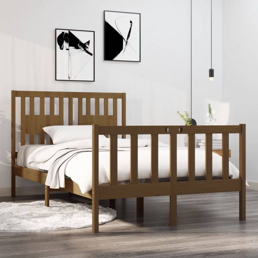ForYou Prolenta Premium Bedframe massief hout honingbruin 120x190 cm 4FT Small Double