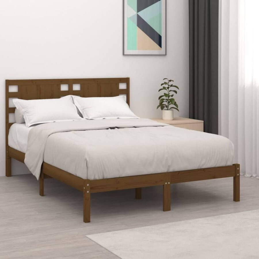 ForYou Prolenta Premium Bedframe massief hout honingbruin 120x190 cm 4FT Small Double