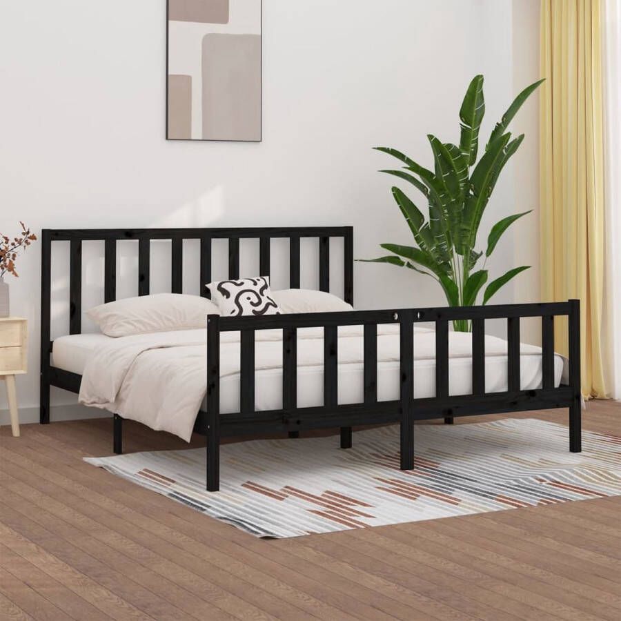 ForYou Prolenta Premium Bedframe massief hout zwart 200x200 cm