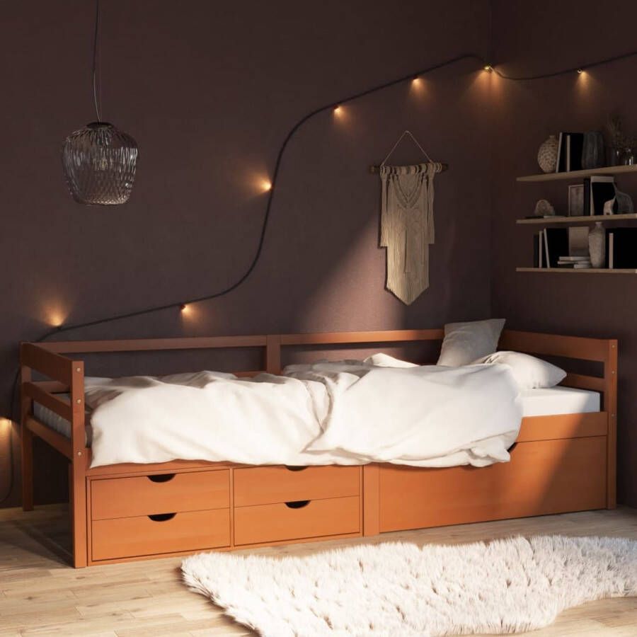 ForYou Prolenta Premium Bedframe met lades en kast grenenhout honingbruin 90x200 cm