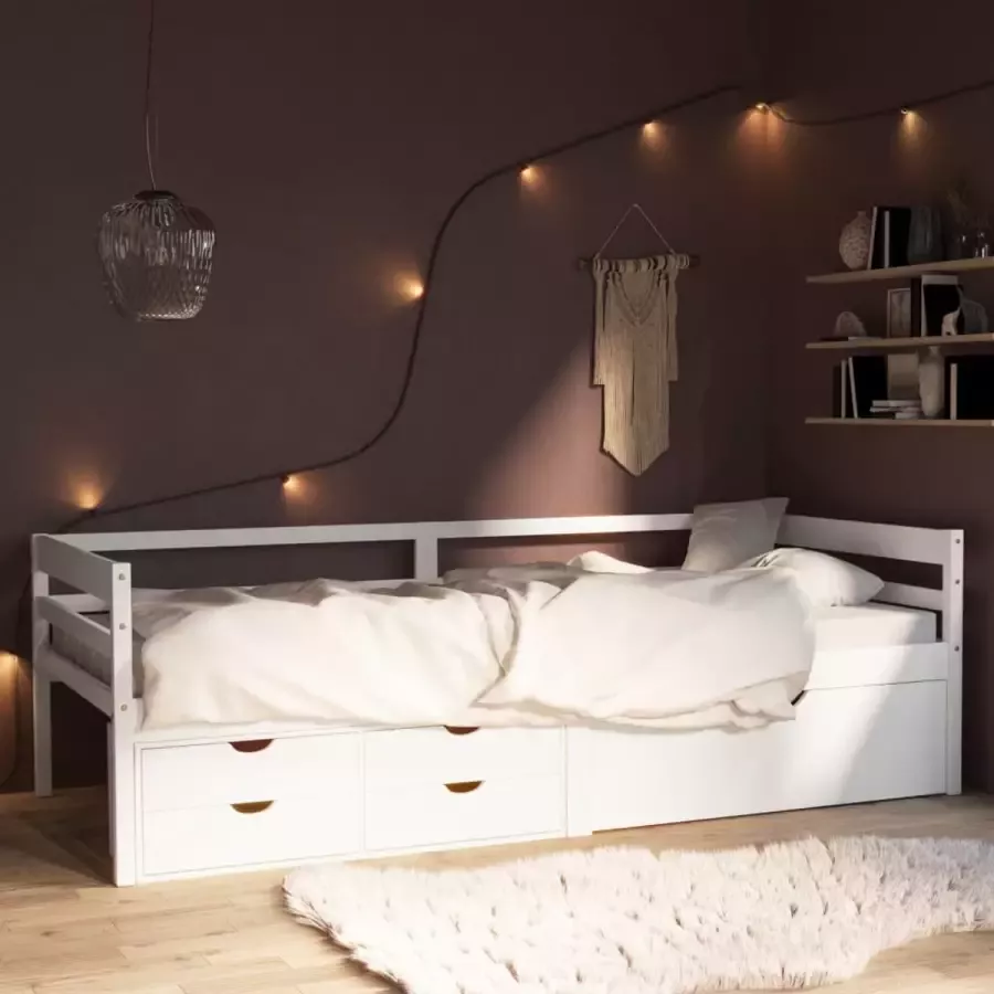 ForYou Prolenta Premium Bedframe met lades en kast massief grenenhout wit 90x200 cm