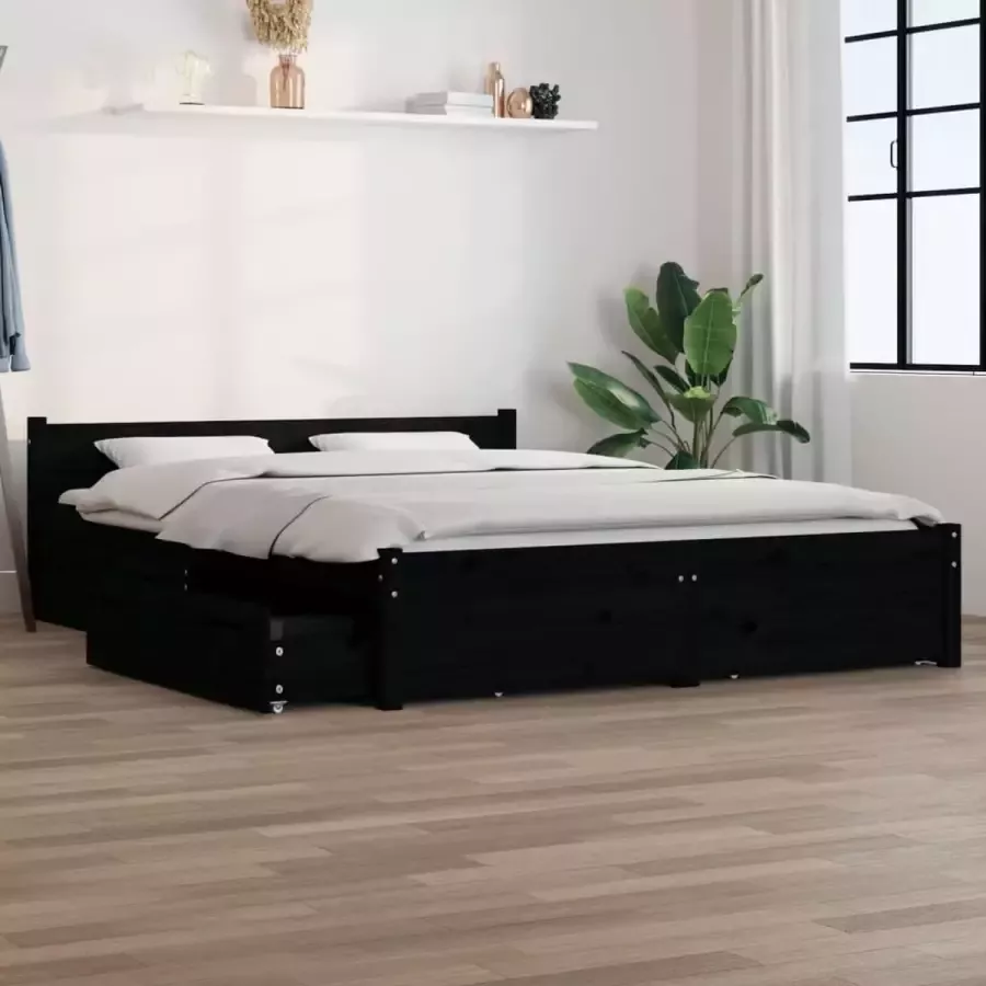 ForYou Prolenta Premium Bedframe met lades zwart 150x200 cm 5FT King Size