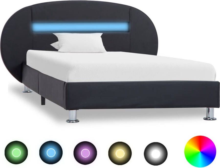 ForYou Prolenta Premium Bedframe met LED kunstleer zwart 100x200 cm