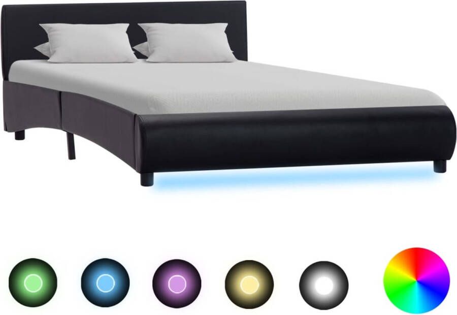 ForYou Prolenta Premium Bedframe met LED kunstleer zwart 120x200 cm