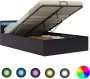 ForYou Prolenta Premium Bedframe met opslag hydraulisch LED kunstleer zwart 120x200 cm - Thumbnail 1