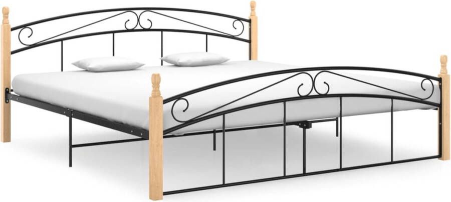 ForYou Prolenta Premium Bedframe metaal en massief eikenhout zwart 180x200 cm