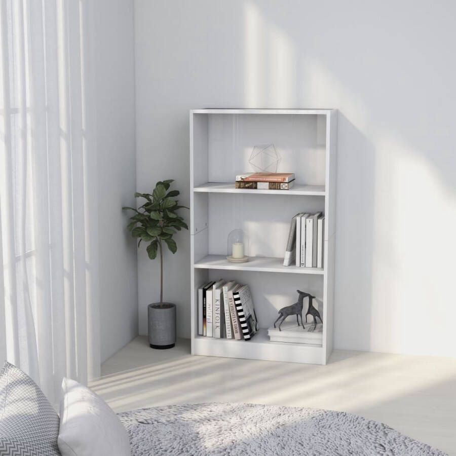 ForYou Prolenta Premium Boekenkast 3 schappen 60x24x109 cm bewerkt hout hoogglans wit