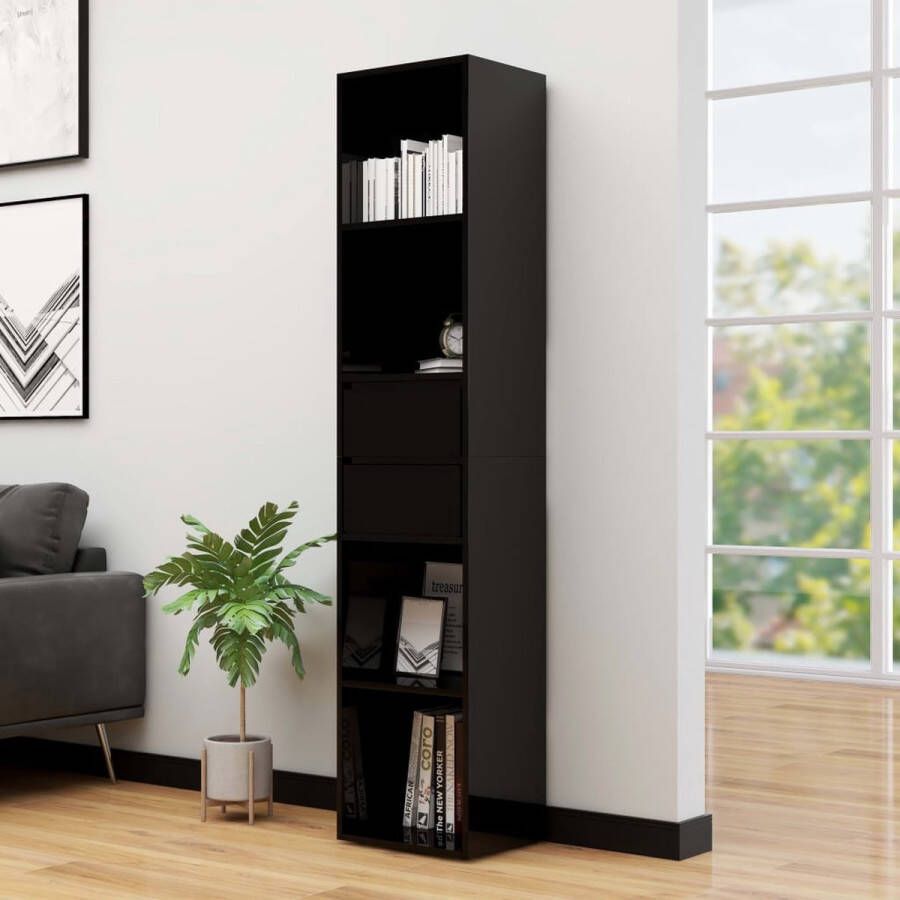 ForYou Prolenta Premium Boekenkast 36x30x171 cm spaanplaat hoogglans zwart