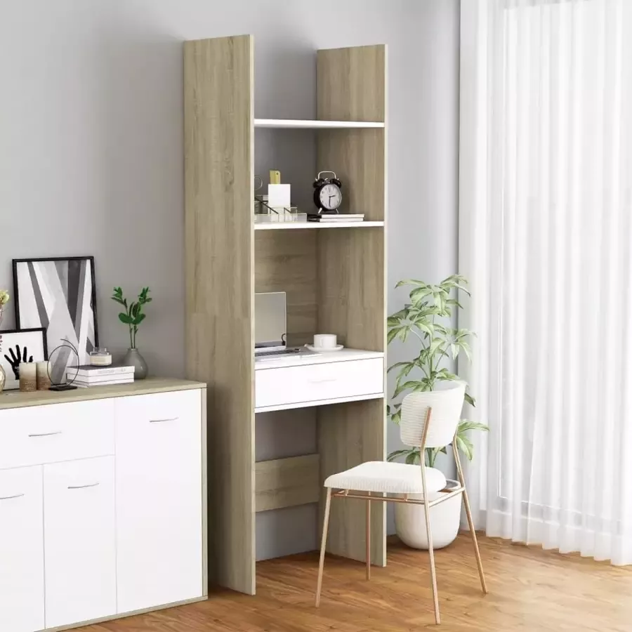 ForYou Prolenta Premium Boekenkast 60x35x180 cm spaanplaat wit en sonoma eikenkleurig