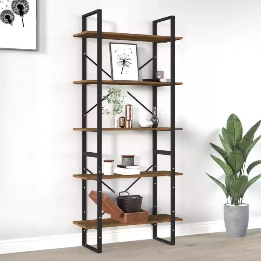 ForYou Prolenta Premium Boekenkast 80x30x175 cm bewerkt hout gerookt eikenkleurig