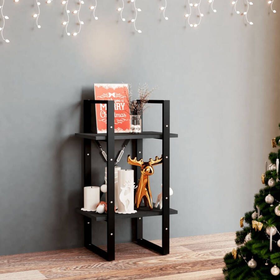 ForYou Prolenta Premium Boekenkast met 2 schappen 40x30x70 cm massief grenenhout zwart