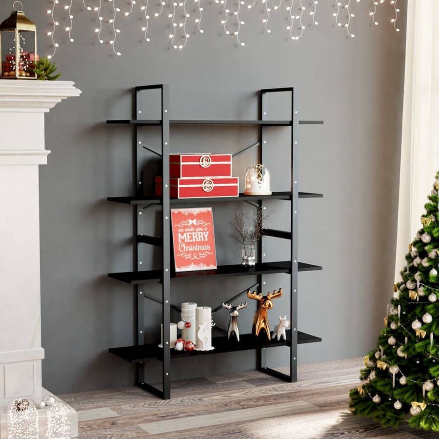 ForYou Prolenta Premium Boekenkast met 4 schappen 100x30x140 cm spaanplaat zwart