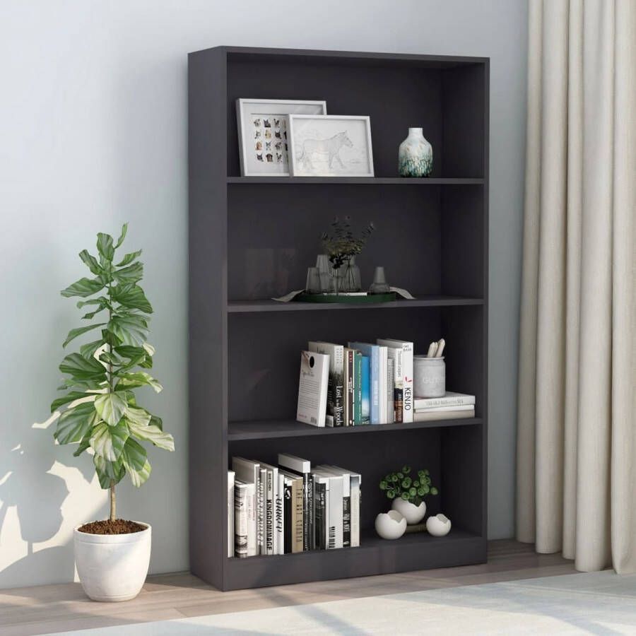 ForYou Prolenta Premium Boekenkast met 4 schappen 80x24x142 cm bewerkt hout grijs