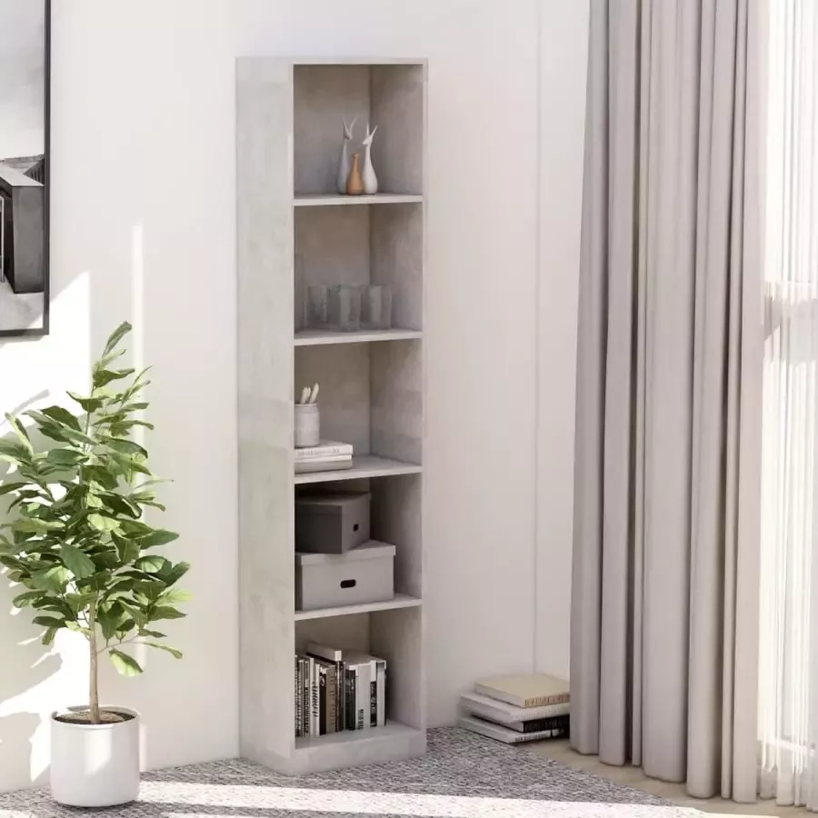 ForYou Prolenta Premium Boekenkast met 5 schappen 40x24x175 cm bewerkt hout betongrijs