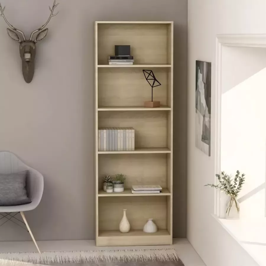 ForYou Prolenta Premium Boekenkast met 5 schappen 60x24x175 cm bewerkt hout sonoma eik